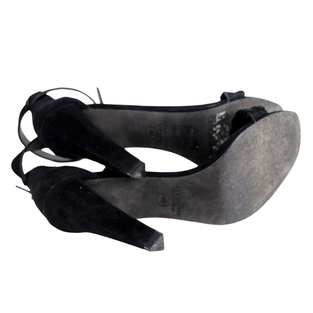 AllSaints BLACK GENUINE LEATHER SUEDE HIGH HEEL OPEN TOE STRAPPY SANDALS Sz 40 - Picture 8 of 11